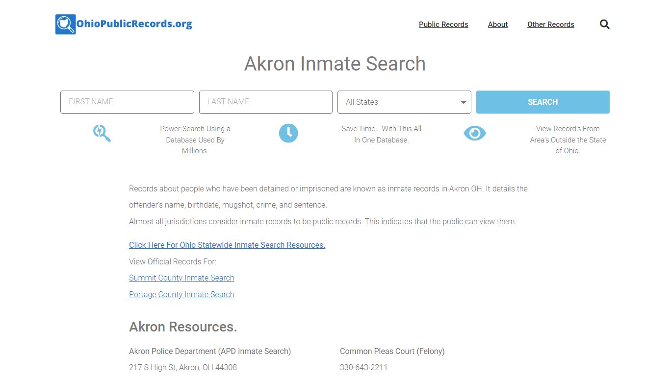 Akron Inmate Search - APD Current & Past Jail Records